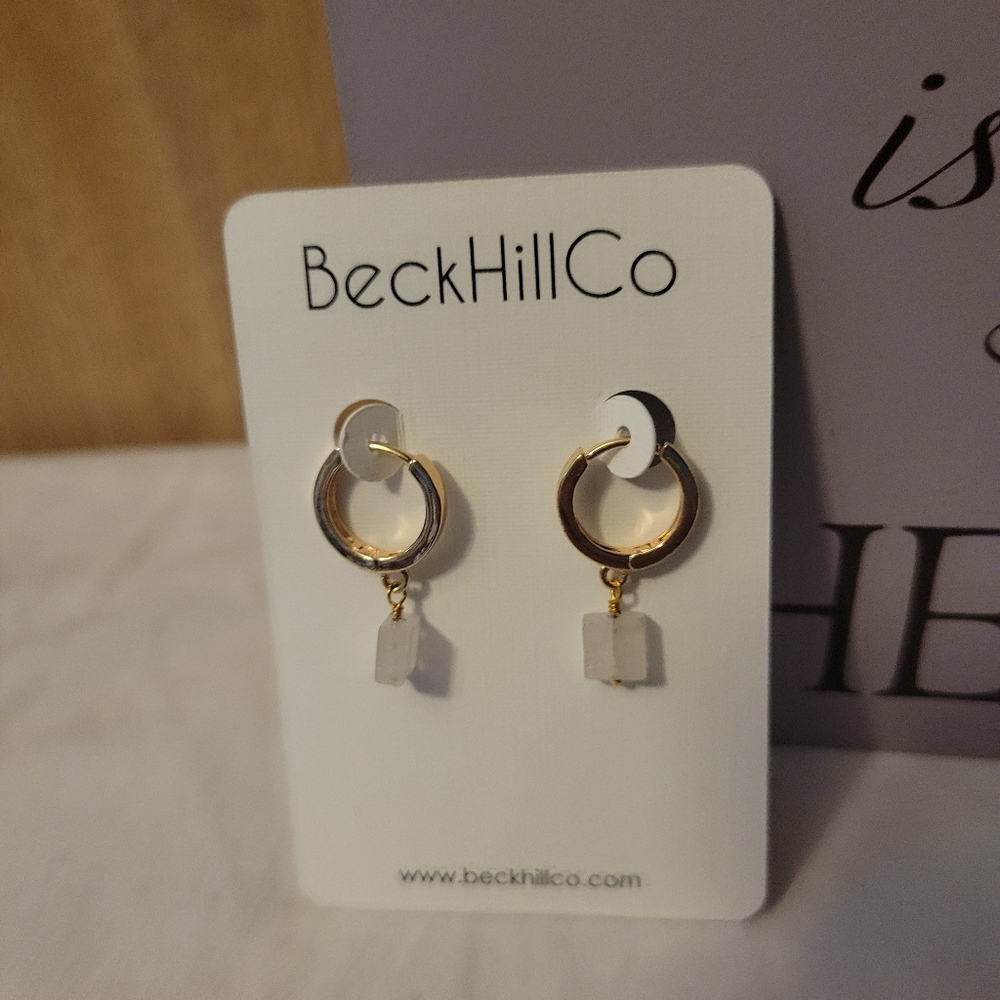BeckHillCo Gold and White Earrings